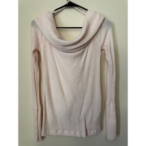 Women's We The Free Light Pink Ribbed Cowl Neck Sweater L